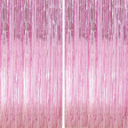Crosize 2 Pack 3.3 x 9.9 ft Pink Foil Fringe Backdrop Curtain, Streamer Backdrop Curtains, Streamers Birthday Party Decorations, Tinsel Curtain for Parties, Galentines Decor, Preppy, Photo Booth