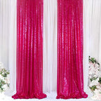 ShinyBeauty Sequin Curtains Panels Hot Pink Sequin Backdrops 4 Pieces Photo Backdrop Shimmer Background for Baby Shower Fuchsia Fabric Curtain New Year,Birthday Party,Holiday Decor (2Ftx8Ft)