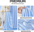 Blue Satin Backdrop Curtains 2 Panels - Glitter Photo Drapes for Baby Shower, 10x10FT Shimmer Back Drop Cloth, Wrinkle Free for Birthday Party Prom Wedding Background