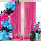 Sequin Backdrop Curtains Wedding Photo Backdrop Glitter Birthday Bridal Party Curtains Sparkle Background Drapes (Iridescent Hot Pink, 2 pcs-2ftx8ft)