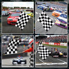 12 Pack Checkered Small Stick Flag 12x18 Inch Black and White Racing Hand Held Race Car Flags Decorations