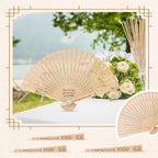 150pcs Personalized Wedding Fans for Guests - Custom Wooden Hand Fans with Names/Dates - Bulk Wedding Favors for Bridal Shower, Baby Shower & Parties (Wood, 150pcs)