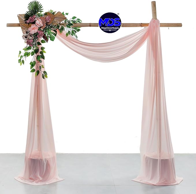 MDS Halloween Chiffon Draping Fabric - 2 Panel, 30" Wide x 20ft Long - Sheer Spooky Arbor & Canopy Drapery for Haunted House Backdrops, Party Ceilings, DIY Costumes & Themed Events - Dusty Rose
