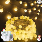 2 Pack Battery Operated String Lights - 52FT 120 LED Globe Fairy Lights with Remote, Waterproof Christmas Light Indoor Outdoor 8 Modes with Timer for Bedroom Classroom Dorm Christmas Decor, Warm White