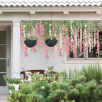 48 Pcs of Wisteria Hanging Flowers, 3.75 Feet Fake Wisteria Flower Strings, Artificial Wisteria Flowers Hanging Garland for Backdrop, Wedding, Ceremony,Garden and Home Wall Decoration (Pink)