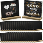 Queekay 36 Pcs Mini Chalkboard Signs Tabletop with Stand 5 x 6 Inch Wooden Chalkboard Sign Vintage Chalk Board Sign Decorative Centerpieces for Food Signs Table Numbers Message Boards Party Supplies