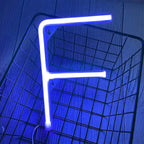 ENUOLI LED Blue Neon Letter Signs Night Light Battery or USB Operated LED Marquee Letters Neon Art Decorative Lights Wall Decor for Children Baby Room Christmas Wedding Party Decoration(F)