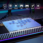 ARCCI Arcade Stick Leverkless Controller 16 Keys, All-Buttom Custom RGB Fight Stick Pad with Hot-swap Low-Profile Red Switch, SOCD & Turbo Functions, Arcade Fighting Stick for PC/Ps3/Ps4/Steam/Switch