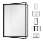 Goodsmart Restaurant Menu Covers - 25 Pack Black 8.5" x 11", 2-Page/4-View, Side-Loading Vinyl Menu Holders, Clear Sleeves, Double-Stitched Edge, Leather-Style Café Covers with Gold Corners