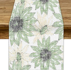 Chrysanthemum Vintage Floral Table Runner, Elegant Yellow Sunflower Spring Summer Elegant Pattern Artichokes Flower Table Runner for Party Kitchen Dining Living Room Decor, 13x108 Inch