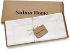 Solino Home White Table Runner 48 Inches - Cotton Linen Hemstitch Coffee Table Runner 14 x 48 Inch Ideal for Dresser Tables - Fall, Autumn, Halloween, Thanksgiving, Christmas, Holiday