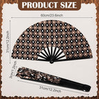 Thyle 6 Pcs Large Folding Fan for Line Dancing Bulk Boots on The Ground Hand Fan Black Popping Clapping Party Favors Decoration Gift for EDM Festival Club Summer(Western Cowboy)