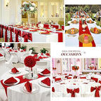 20 Pack Red Satin Table Runner,12 x 108 inch Long Premium Smooth Red Table Runners for Wedding, Banquets, Birthday, Party, Engagements,Table Runners fit Rectangle and Round Table