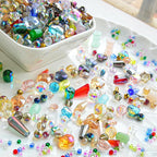 Half Pound Assorted Glass Beads for Jewelry Making, 2-16mm Colorful Crystal Beads for Bracelets, Crafts, DIY Art, Bulk Jewelry Making Supplies