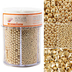 Kasvan Gold Pearl Sugar Sprinkles, 6 Sizes Mix for Cake Decorating, 230g/8.1oz, Ice Cream Toppings and Cookie Decorating, Wedding Party Chirstmas Supplies (Gold)