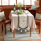 Designer Linen Small Table Runner,French Farmhouse Shabby Chic Floral Pattern 63 Inches Long Wrinkle Free Table Runners,Decor Tabletop for Kitchen,Dining,Party,Home,Christmas,12"*63"