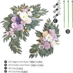Faux Flower Swag Set of 2 for Wedding Welcome Signs Floral Swag Wedding Reception Ceremony Signs Decor (Purple)