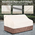 Okcool Heavy Duty Patio Sofa Cover, 100% Waterproof 2-Seater Outdoor Sofa Cover Fits up to 58W x 32.5D x 31H Inches, Lawn Patio Furniture Covers,Beige & Brown