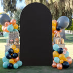 6.6FT Black Arch Backdrop Cover - Polyester Fitted Wedding Arch Stand Covers Round Top Chiara Arch Backdrop Cover for Birthday Party Banquet Photo Background Decoration