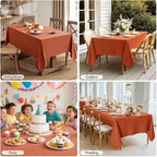 MIULEE Fall Tablecloth Burnt Orange Linen Cottton Table Cloth Rectangle Waterproof Spillproof Cross-Star Textured Decorative Farmhouse Style for Dining Party Weddings 60x84 Inch