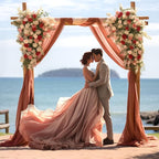 Wedding Arch Draping Fabric, 2 Panels 28" x 19Ft Terracotta Wedding Arch Drapes Sheer Backdrop Curtain for Wedding Ceremony Party Ceiling Decor