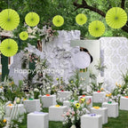 BARTHEW Green Graduation Party Decor, Tropical Party Decorations, 12in Hanging Paper Fans 30 Color DIY Set (Clear Green)