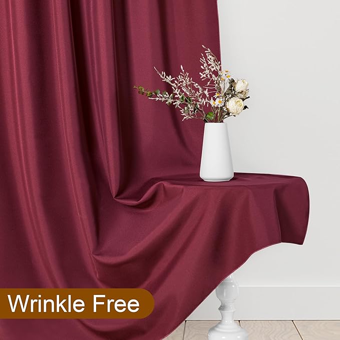 DWCN 10x8 FT Burgundy Backdrop Curtains for Parties, Photography Backdrop Drapes with Rod Pockets for Wedding Decorations Stage Birthday Family Gatherings, 2 Panels 5ft x 8ft