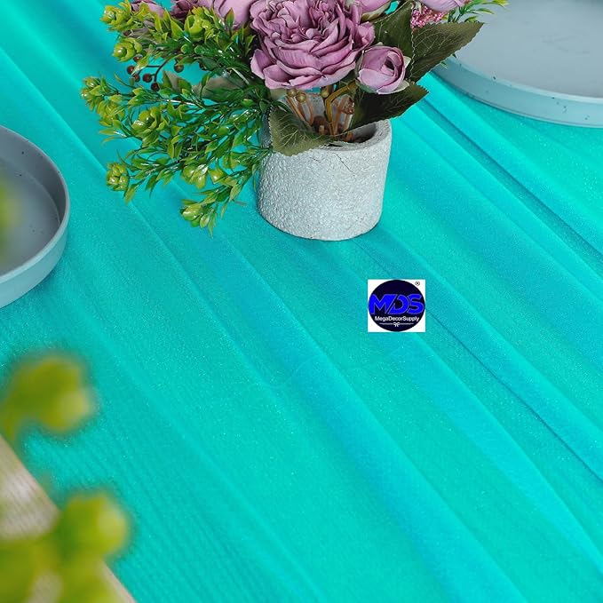 MDS Halloween Chiffon Table Runner - 5 Pack, 29 x 170 Inches, 14ft Each - Sheer Spooky Table Runners for Haunted House Parties, Trick-or-Treat Tables, Witchy Décor, Wedding & Events - Peacock Blue