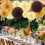 Outus 12 Pcs Hanging Honeycomb Paper Fans Sets, Fiesta Brown and Beige Party Decorations, Tissue Paper Flowers Supplies for Birthday Wall Classroom Wedding Bridal Photo Backdrop (14/8/6 Inch)