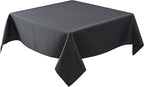 Biscaynebay Textured Fabric Square Tablecloths 54x54 Inch, Black Water Resistant Spill Proof Table Cloth Small Card Folding Table Covers for Dining, Kitchen, Wedding and Parties, Machine Washable