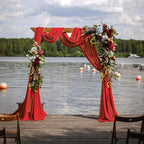 Wedding Arch Draping Fabric 29" x 18 FT Red Sheer Chiffon Outdoor Curtain Drapes for Wedding Birthday Party Ceremony Decor(1 Panel, Red)