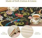 Floral Butterfly Table Runner Seasonal Spring Flower Bird Table Decoration Table Runner for Home Party Decoration 13x36 Inch