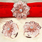 KPOSIYA Flower Napkin Rings Holder Metal Rose Gold Napkin Rings Set of 6 for Wedding Party Holiday Banquet Christmas Dinner Delicate Serviette Buckles Decor Favor (6, Rose Gold)