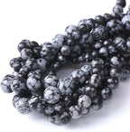 Snowflake Stone Beads for Jewelry Making DIY Craft Gemstone Beads Kit (10mm, 35pcs) Smooth Healing Crystal Beads for Bracelets, Necklaces, Home Decor