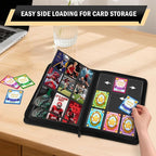 9 Pocket Card Binder, 540 Premium Zip Trading Card Binder, Double-sided Side Loading Card Collection Binder Album, Durable Leather Cover, Ringless Card Folder for Gifts, MTG, TCG, Sport Cards, Yellow