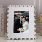 Silver 8x10'' Wave Design Photo Frame with Acid Free Mat for 5x7'',High-End Zinc Alloy Picture Frames with Velvet Back,Fashionable Style Silver frames 7x5''