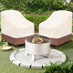 okcool Patio Adirondack Chair Cover 2 Pack,Waterproof Heavy Duty Outdoor Chair Covers,Patio Adirondack Chair Cover for Outdoor Chair,(33W x 35D x 36H inches),Beige & Brown