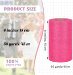 Glitter Tulle Rolls 6” by 50 Yards Sparkle Tulle Fabric Ribbon Sequin Tulle Netting Rolls for DIY Tutu Skirt Wedding Birthday Party Decoration (Fuchsia)