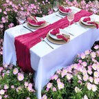 3 Pack Hot Pink Cheesecloth Table Runner Summer Sheer Fuschia Cheese Cloth Table Runner Boho Gauze 120 Inches Summer Table Decorations for Weddings Bridal Baby Shower Birthday Parties