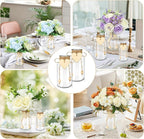 Vintage Glass Vases for Flowers, Set of 6 Mason Jar Vase Table Centerpieces for Farmhouse Room Decor, Wedding, Bridal Shower Bud Vase Set (Small)