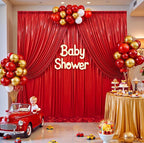 10ftx10ft Red Sequin Backdrop Curtain for Parties, Wrinkle Free Thick Glitter Sparkle Photo Backdrop Drapes 2 Panels 5x10FT Shimmer Back Drop Cloth for Wedding Birthday Photography Background