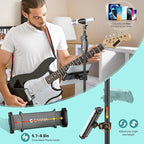 CAHAYA Microphone Stand Floor Universal - Metal Mic Stand with Weighted Round Heavy Base Mic Stands Adjustable Height with Phone Holder Mic Floor Stand with 2 Mic Clips and 3/8'' to 5/8'' Adapter