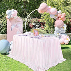 QueenDream Party Tablecloth Rectangular 90 x 132 Inch White Iridescent Tablecloth Table Cloth Overlay for Birthday Bridal Shower Wedding Decorations