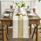 Artoid Mode Burlap Brown Farmhouse Rustic Table Runner, Seasonal Holiday Hollow Kitchen Dining Table Decoration for Home Party Decor 12x90 Inch