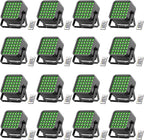 Rechargeable Par Can Lights, 72W RGB 5200mAh Uplights Battery Powered Stage Light, Wireless DJ Lights Sound Activated with Remote & DMX Control for Festivals, Weddings, Bars, Churches, DJ (16 Packs)