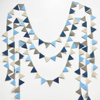 Dusty Blue Party Decoration Gray Blue Felt Hanging Triangle Mini Bunting Pennant Banner Flag for Baby Shower Birthday Wedding Nautical Ahoy Achor Bridal Shower Engagement Party Classroom Nursery Decor