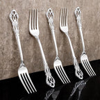 30PCS Silver Plastic Forks - 8.1inch Silver Forks Disposable - Vintage Heavy Duty Dessert Forks - Premium Fancy Plastic Silverware for Parties, Weddings, Dinners and Events
