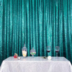 SquarePie Sequin Backdrop Curtain Not See Through Thick Glitter Background for Party 8FT x 8FT Teal