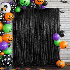 Eternal Beauty Black Sequin Backdrop, 20x10 Ft Halloween Glitter Background Curtains for Shimmer Photography Party Wedding Birthday Back Drop Decor