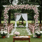 4 Pcs Pink Artificial Rose Vine Hanging Faux Flowers Garland for Wedding Anniversary Birthday Party Background Arch Garden Home Wall Room Decor